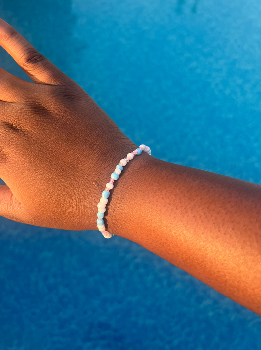 pink and blue summer sea bead bracelet