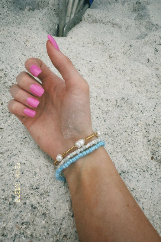 "i love summer i love you" summer sky at the beach blue bracelet